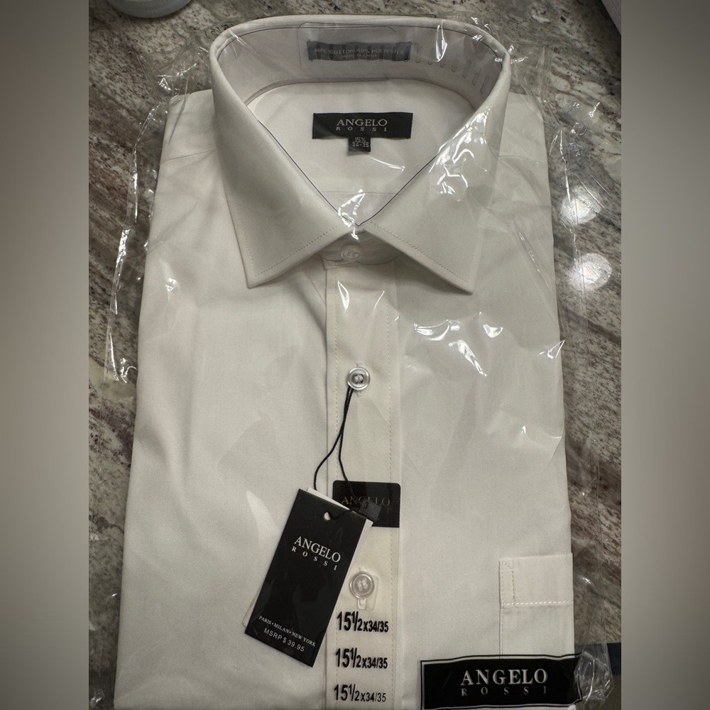 Angelo Rossi Men's Classic Ivory Dress Shirt